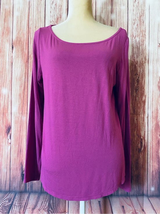 Cato Tops - Women’s Large Blouse Cato Dark Pink Long Sleeves Round Neck Soft Stretch